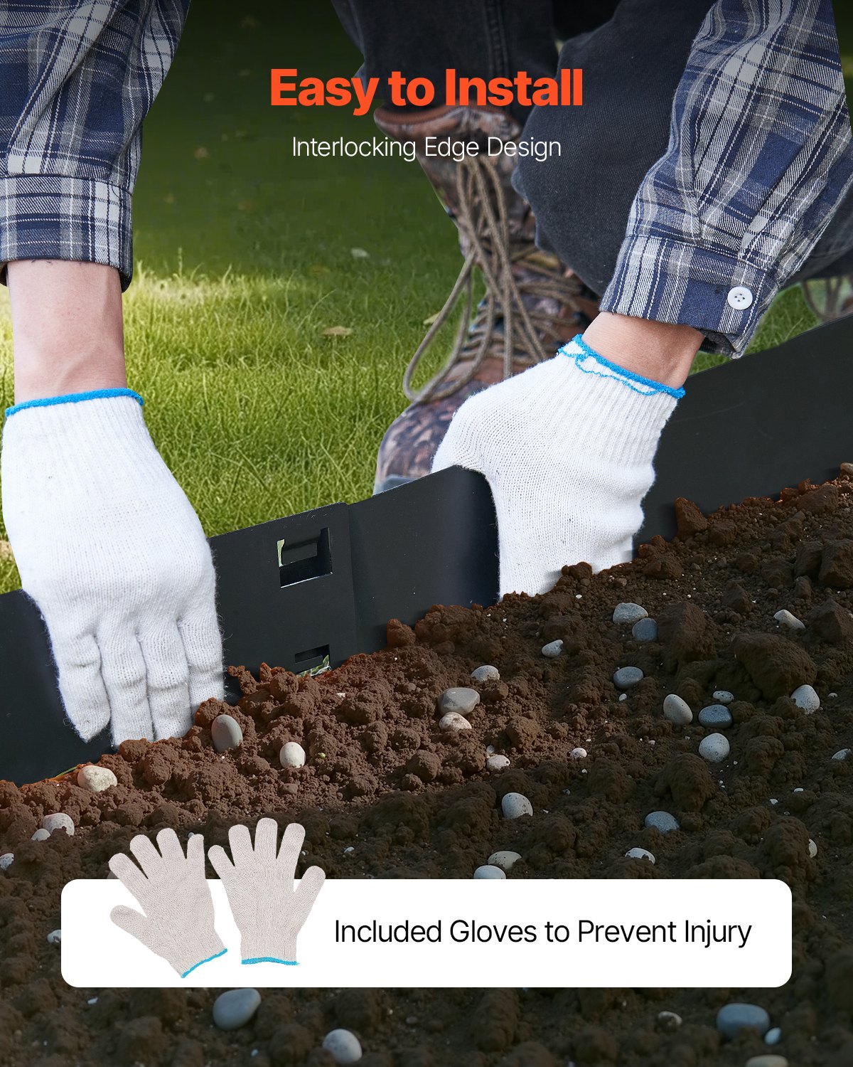 VEVOR Steel Landscape Edging, 5 Packs 990 x 181 mm Rust-Resistant Metal Landscape Edging, Bendable Garden Edging Border, Heavy Duty Lawn Edging, Easy-to-Install, Flower Bed Yard Pathway Divider Black