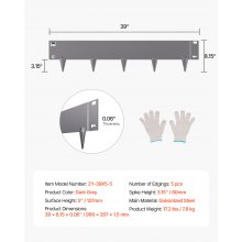 Steel Landscape Edging 5 Packs 39x5in Rust-Resistant Edging Border Dark Gray