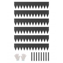 Borde de acero para paisajismo VEVOR, paquete de 6 unidades, 40 x 8 pulgadas, borde metálico resistente a la corrosión, borde flexible para jardín, borde resistente para césped, fácil de instalar, divisor de caminos para macizos de flores, color negro.