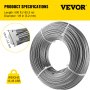 VEVOR Galvanized Steel Cable, 1/8\'\' Aircraft Cable, 500ft Galvanized Cable 7x7 Construction Steel Wire Cable w/Cable Clamps, 1760lb Breaking Strength for Railing Decking, Lifting, Hanging, Fencing