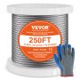 VEVOR Carbon Steel Cable 6.35 mm 7 x 19 Steel Wire Rope 76.2 m Cable Railing