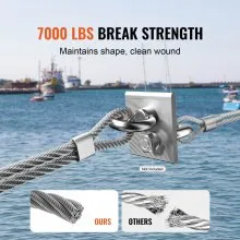 VEVOR Carbon Steel Cable 1/4" 7x19 Strands Steel Wire Rope 250 ft Cable Railing