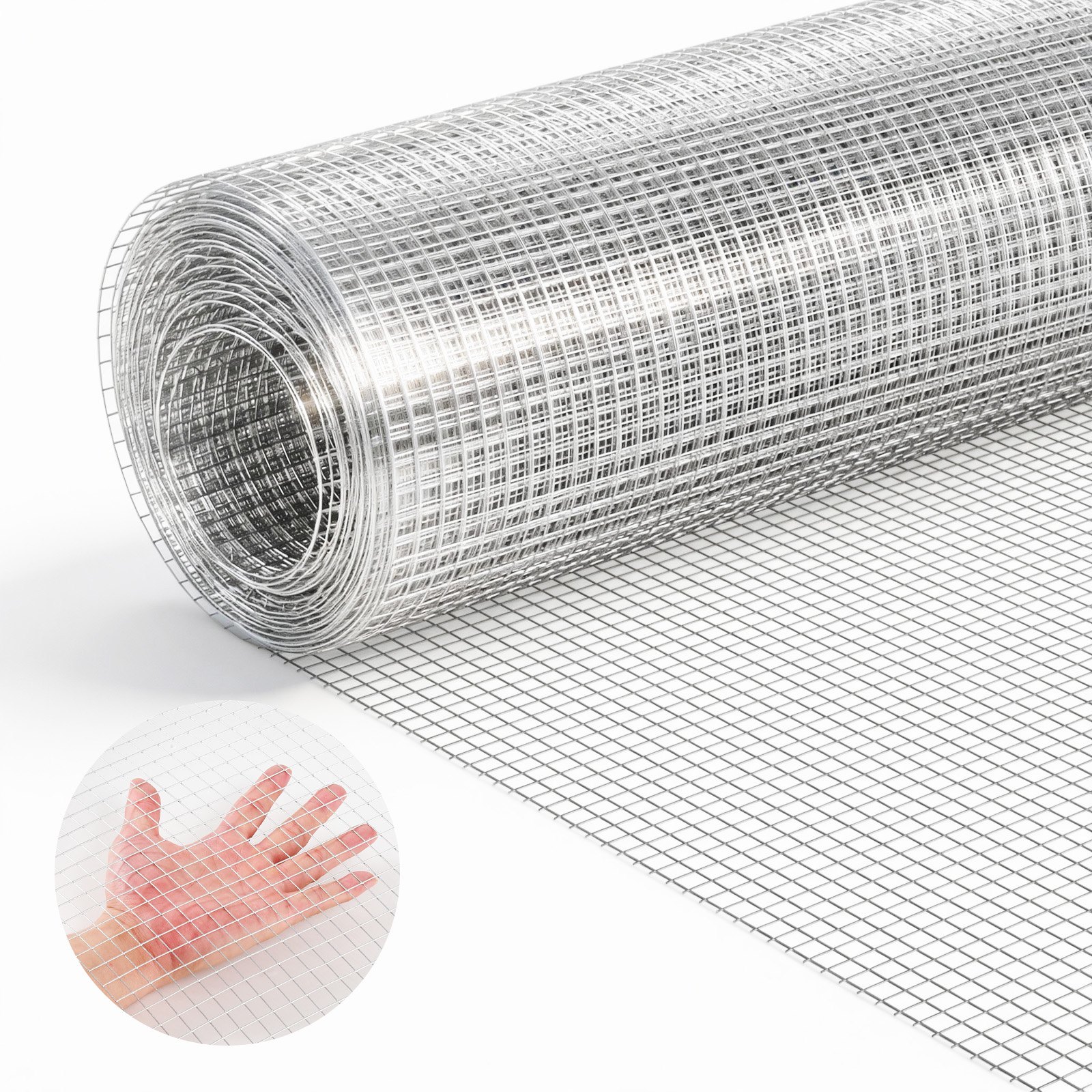 VEVOR Hardware Cloth, 6.3 mm 0.4 x 6 m 0.5 mm Diameter Chicken Wire Fence, Hot-Dip Galvanized After Welding Metal Wire Mesh Roll, Garden Plant Welded Fencing Roll, Supports Poultry Netting Cage Fence