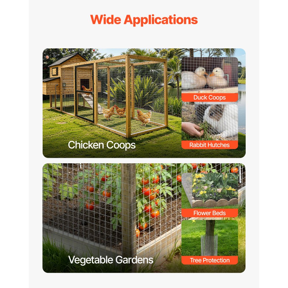 VEVOR Hardware Cloth, 12.7 mm 1 x 20 m 0.8 mm Diameter Chicken Wire Fence, Hot-Dip Galvanized After Welding Metal Wire Mesh Roll, Garden Plant Welded Fencing Roll, Supports Poultry Netting Cage Fence