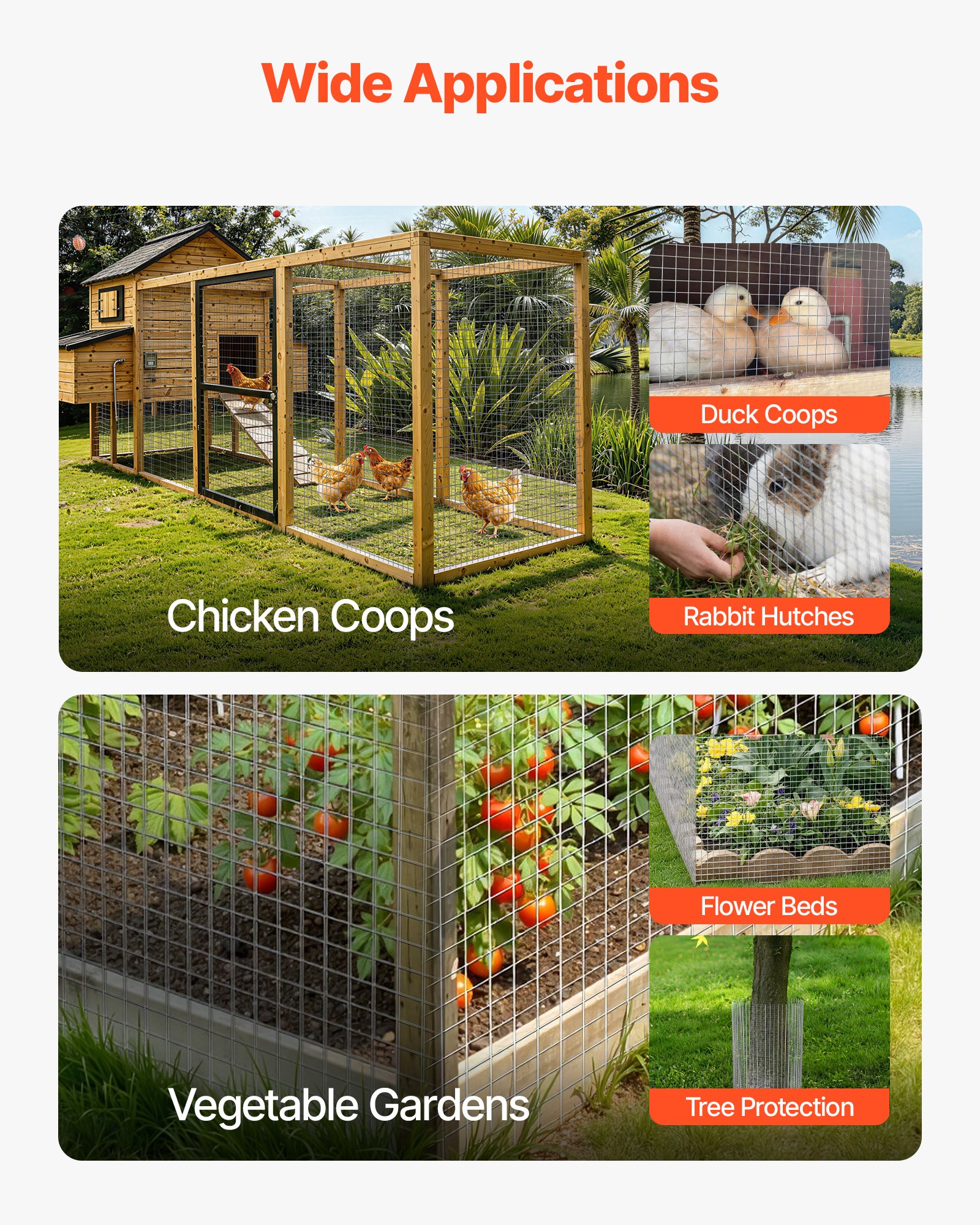 VEVOR Hardware Cloth, 12.7 mm 1 x 20 m 0.8 mm Diameter Chicken Wire Fence, Hot-Dip Galvanized After Welding Metal Wire Mesh Roll, Garden Plant Welded Fencing Roll, Supports Poultry Netting Cage Fence