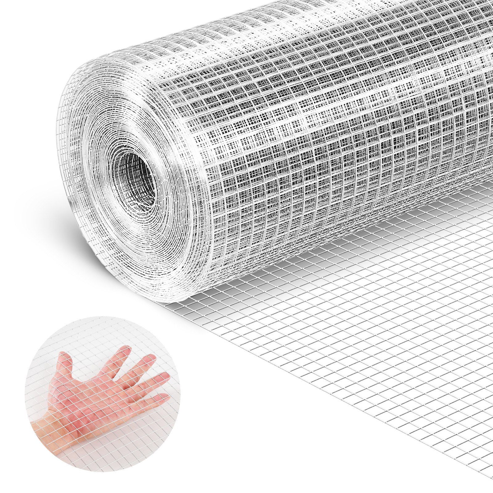 VEVOR Hardware Cloth, 12.7 mm 1 x 20 m 0.8 mm Diameter Chicken Wire Fence, Hot-Dip Galvanized After Welding Metal Wire Mesh Roll, Garden Plant Welded Fencing Roll, Supports Poultry Netting Cage Fence