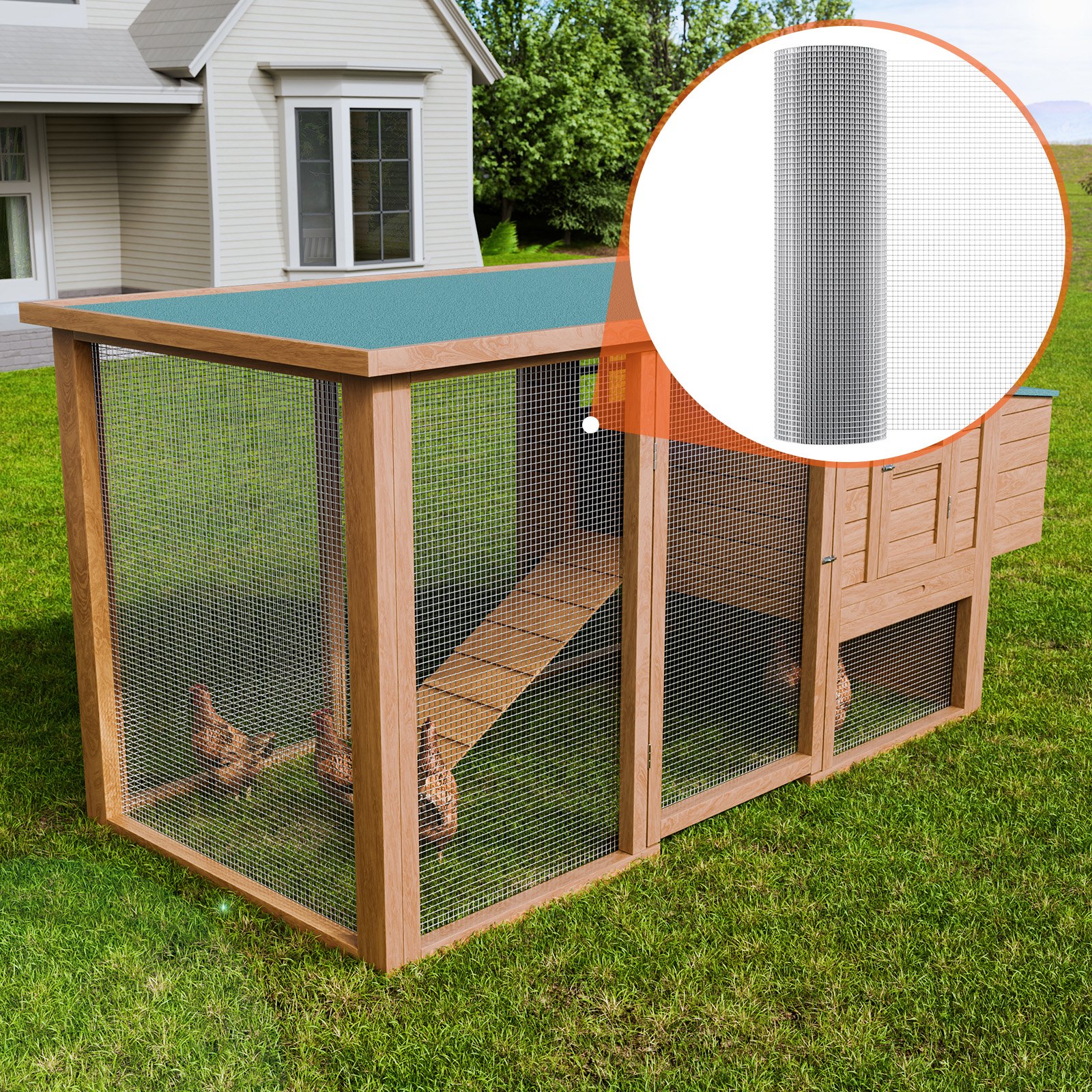 VEVOR Hardware Cloth 12.7 mm 915 mm x 30.48 m 19 Gauge Chicken Wire Fence, Hot-Dip Galvanized After Welding Metal Wire Mesh Roll, Garden Plant Welded Fencing Roll Supports Poultry Netting Cage Fence