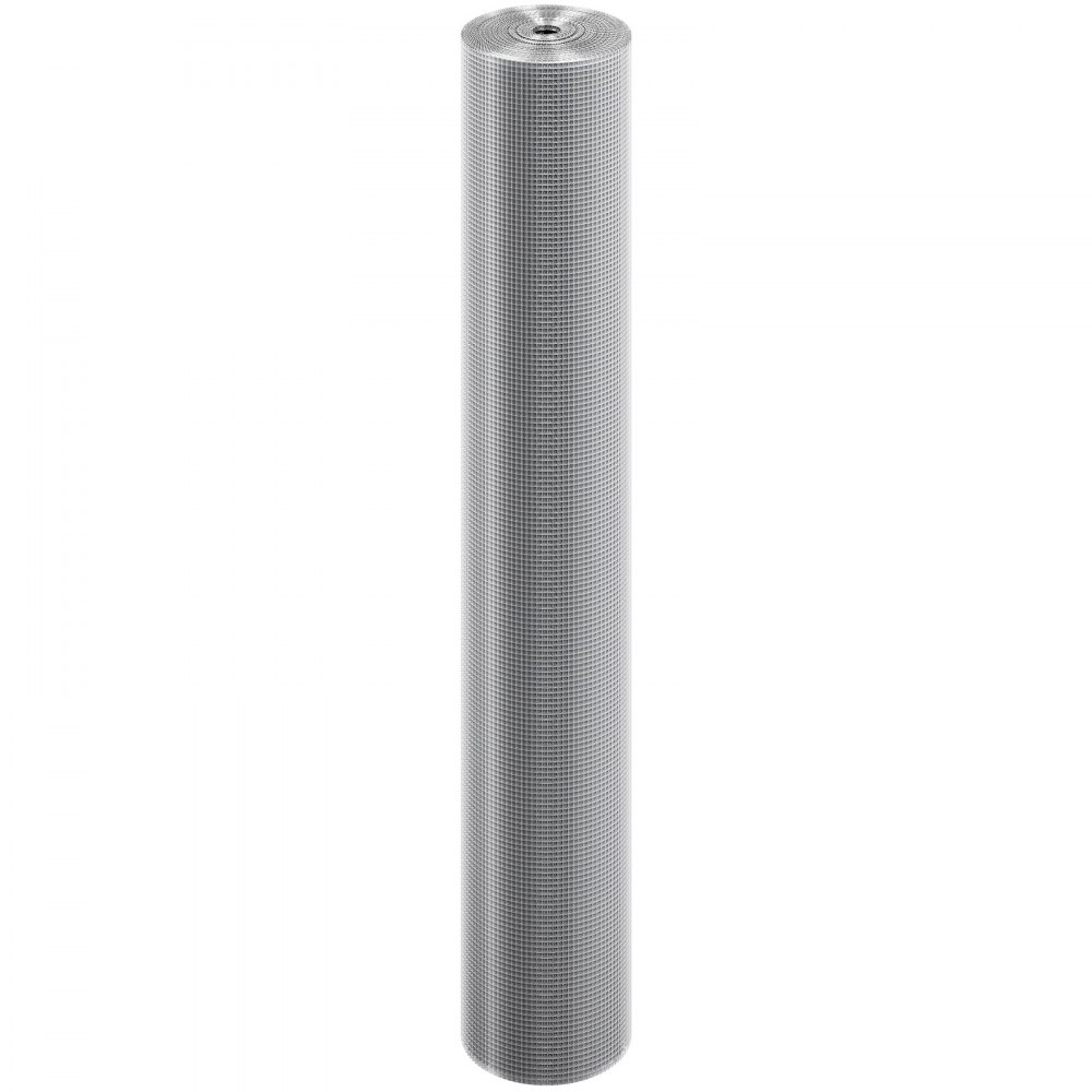 VEVOR Hardware Cloth 6.35 mm 1220 mm x 30.48 m 23 Gauge Chicken Wire Fence, Hot-Dip Galvanized After Welding Metal Wire Mesh Roll, Garden Plant Welded Fencing Roll Supports Poultry Netting Cage Fence