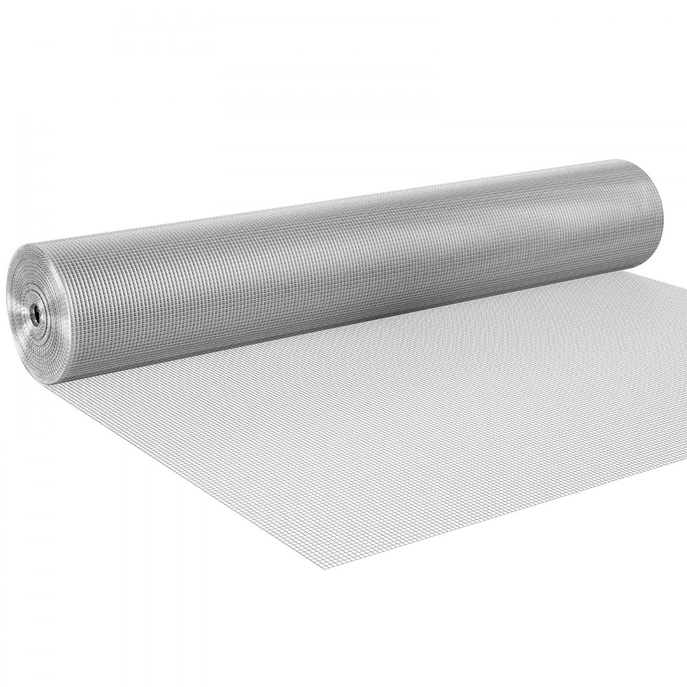 VEVOR Hardware Cloth 6.35 mm 1220 mm x 30.48 m 23 Gauge Chicken Wire Fence, Hot-Dip Galvanized After Welding Metal Wire Mesh Roll, Garden Plant Welded Fencing Roll Supports Poultry Netting Cage Fence