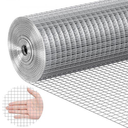 VEVOR Hardware Cloth, 1/2 inch 24in x 25 ft 19 Gauge, Hot Dipped Galvanized Wire Mesh Roll, Chicken Wire Fencing, Wire Mesh for Rabbit Cages, Garden, Small Rodents