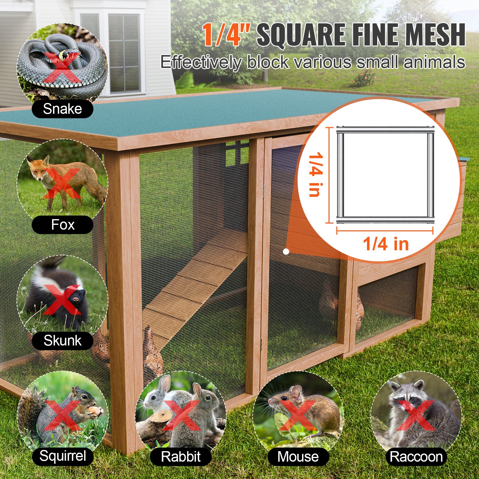VEVOR Hardware Cloth, 6.35mm 915mmx30.48m 23 Gauge, Hot Dipped Galvanized Wire Mesh Roll, Chicken Wire Fencing, Wire Mesh for Rabbit Cages, Garden, Small Rodents