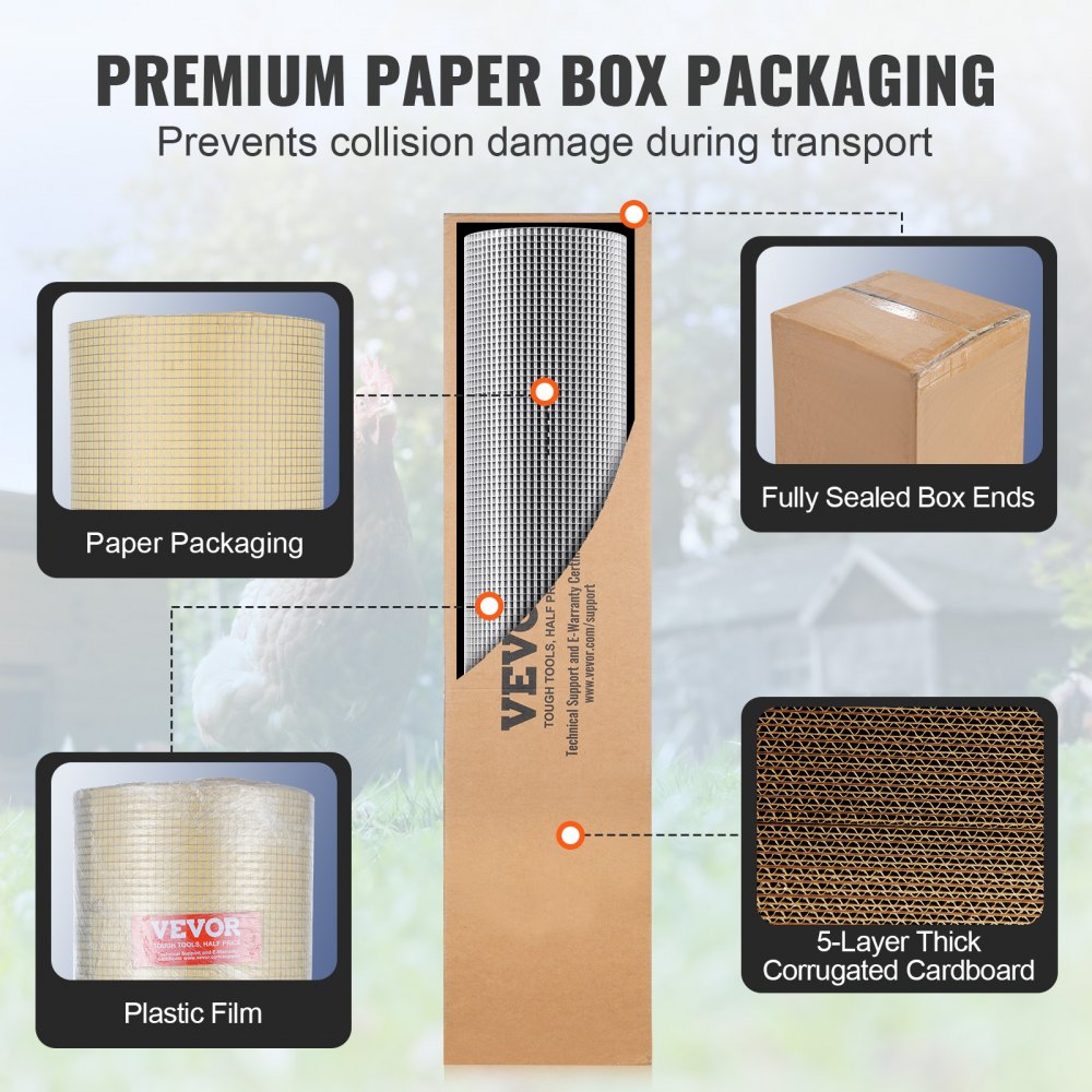 VEVOR Hardware Cloth, 1/4 inch 36in x 50 ft 23 Gauge, Hot Dipped Galvanized Wire Mesh Roll, Chicken Wire Fencing, Wire Mesh for Rabbit Cages, Garden, Small Rodents