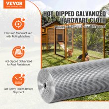 VEVOR Hardware Cloth, 6.35mm 915mm×15.24mm 23 Gauge, Hot Dipped Galvanized Wire Mesh Roll, Chicken Wire Fencing, Wire Mesh for Rabbit Cages, Garden, Small Rodents