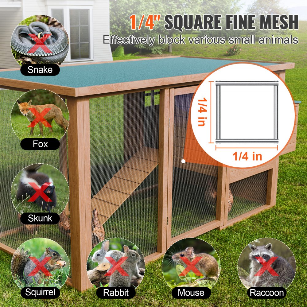 VEVOR Hardware Cloth, 1/4 inch 48in x 100 ft 23 Gauge, Hot Dipped Galvanized Wire Mesh Roll, Chicken Wire Fencing, Wire Mesh for Rabbit Cages, Garden, Small Rodents