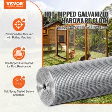 VEVOR Hardware Cloth, 6.35mm 1220mm×30.48m 23 Gauge, Hot Dipped Galvanized Wire Mesh Roll, Chicken Wire Fencing, Wire Mesh for Rabbit Cages, Garden, Small Rodents