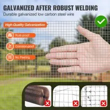 VEVOR Hardware Cloth, 1/4 inch 48in x 100 ft 23 Gauge, Hot Dipped Galvanized Wire Mesh Roll, Chicken Wire Fencing, Wire Mesh for Rabbit Cages, Garden, Small Rodents