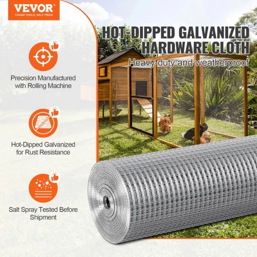 Noliven 1/2 Inch X 100ft Hardware Cloth – 19 Gauge Galvanized Welded Wire Fence Roll For Garden, Gopher, Rabbit & Snake Protection
