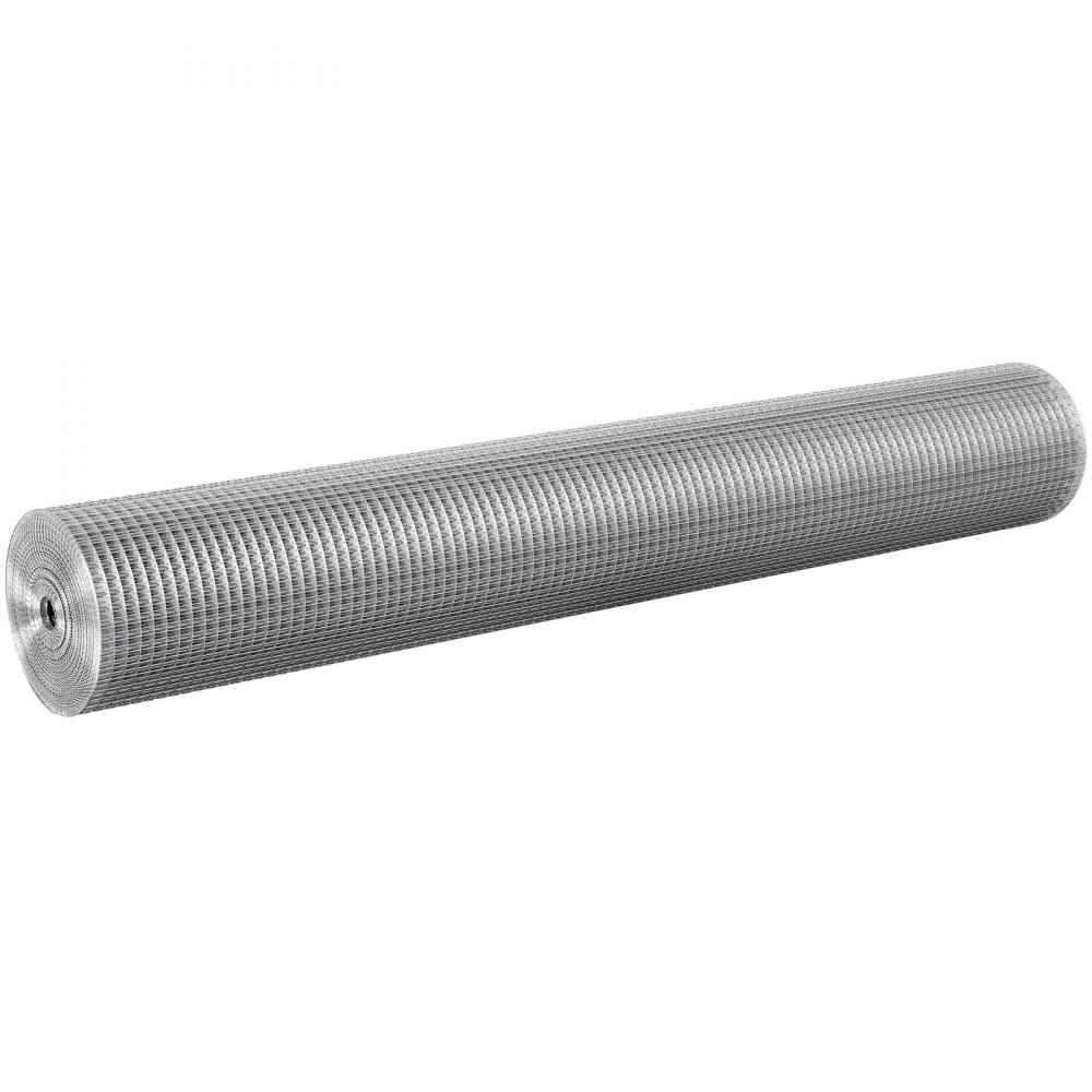 roll of VEVOR hardware cloth with galvanized steel wire mesh, tightly woven, against a white background.