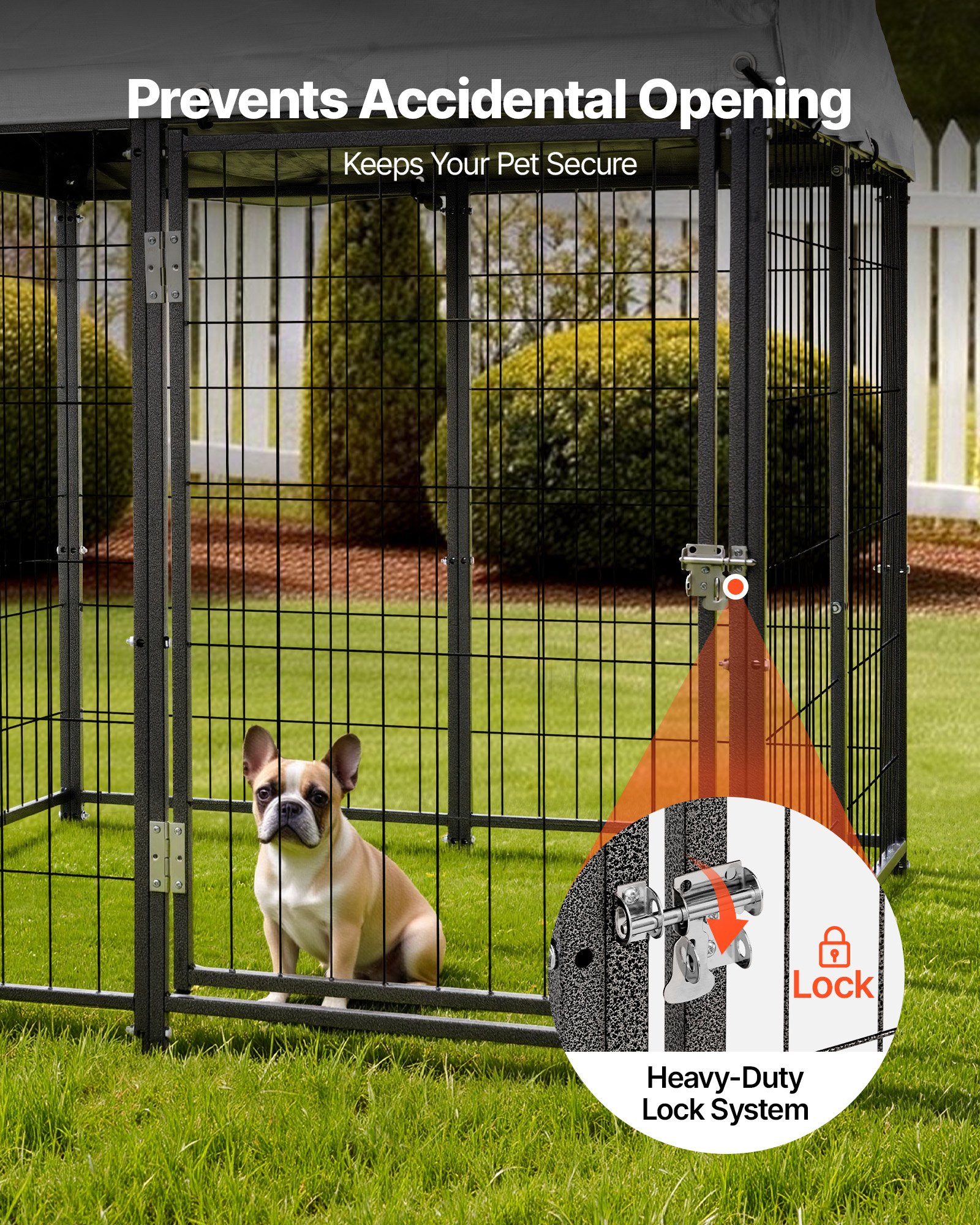 VEVOR Outdoor Dog Kennel, 1.12 x 1.15 x 1.25 m  Large Dog Kennel with Secure Lock, Outside Dogs Enclosures with UV-Resistant & Waterproof Roof Cover, Heavy Duty Pet Crate Cage Run for Large Dogs