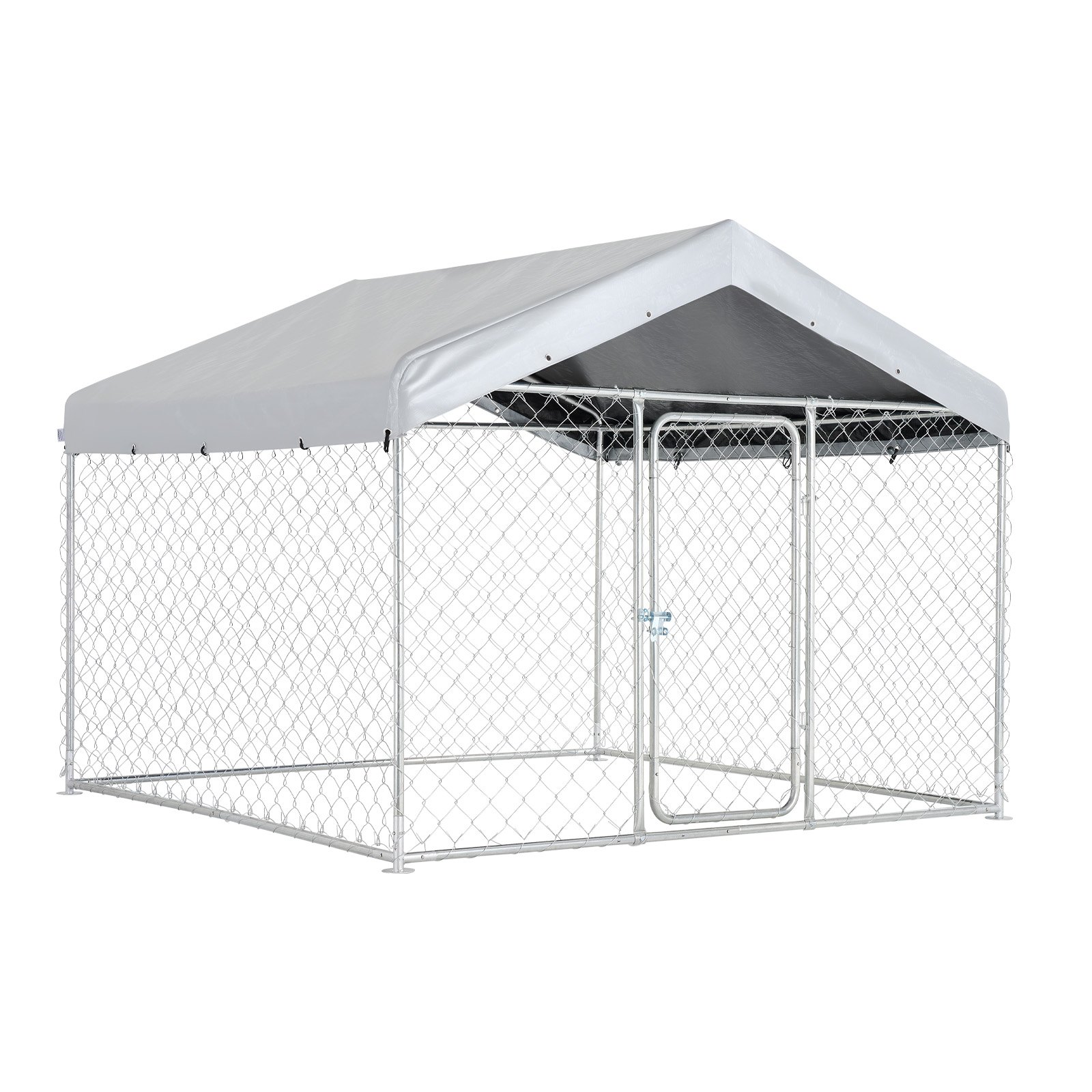 VEVOR Outdoor Dog Kennel, 2 x 2 x 1.6 m Large Dog Kennel with Secure Lock, Outside Dogs Enclosures with UV-Resistant & Waterproof Roof Cover, Heavy Duty Pet Crate Cage Run for Large Dogs