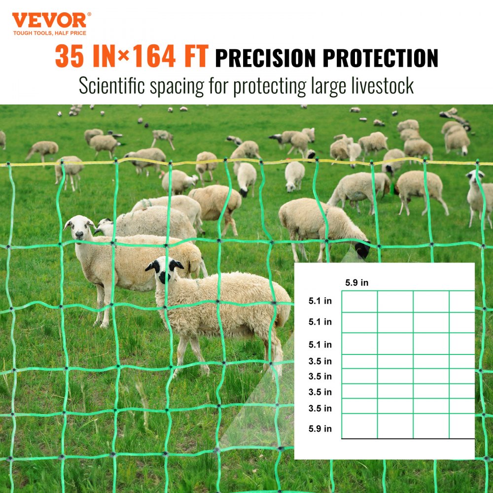 VEVOR Electric Fence Netting, 48 H x 168' L, PE Net Fencing Kit