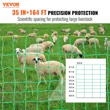 VEVOR Electric Fence Netting, 0.88 x 49.98 m, PE Net Fencing with Posts & Double-Spiked Stakes, Utility Portable Mesh for Goats, Sheep, Lambs, Deer, Hogs, Dogs, Used in Backyards, Farms, and Ranches
