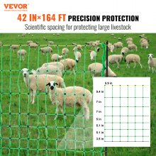 Plasă electrică de gard VEVOR, 42 inchi H x 164 pi L, gard din plasă PE cu stâlpi și țăruși dublu, plasă portabilă utilitare pentru capre, oi, miei, căprioare, porci, câini, folosit în curți, ferme și ferme