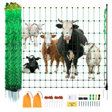 VEVOR Electric Fence Netting, 50" H x 164' L, Livestock Net Fencing with Posts & Stakes, Portable Mesh Nets for Goats, Sheep, Deer, Hogs, Dogs, Electric Fencing for Backyards, Gardens, Farms, Ranches