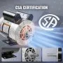 VEVOR 2HP SPL Motor for Air Compressors, Dual Voltage 115/230V, 15/7.5A, 3450RPM, 56 Frame, 5/8" Shaft with Key, 1.88" Shaft Length, Supports CW/CCW Direction