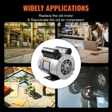 VEVOR 2HP SPL Air Compressor Motor, 115/230V, 15/7.5 Amps Electric Motor, 3450RPM 56 Frame, 5/8" Keyed Shaft, 1.88" Shaft Length for Air Compressors, CW/CCW Rotation