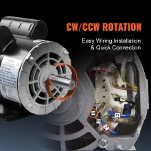 VEVOR 5HP Air Compressor Motor, 230V 22 Amps Electric Motor, 3450RPM 56HZ Frame, 7/8" Keyed Shaft, 2.25" Shaft Length for Air Compressors, CW/CCW Rotation