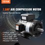 VEVOR 7.5HP Air Compressor Electric Motor, 230V 30 Amps, 184T Frame 3450RPM, 1-1/8" Keyed Shaft, CW/CCW Rotation, 2.75" Shaft Length for Air Compressors