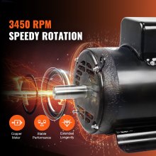 VEVOR 7.5HP Air Compressor Motor, 230V 30 Amps Electric Motor, 3450RPM 184T Frame, 1-1/8" Keyed Shaft, 2.75" Shaft Length for Air Compressors, CW/CCW Rotation