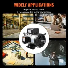 VEVOR 7.5HP Air Compressor Motor, 230V 30 Amps Electric Motor, 3450RPM 184T Frame, 1-1/8" Keyed Shaft, 2.75" Shaft Length for Air Compressors, CW/CCW Rotation