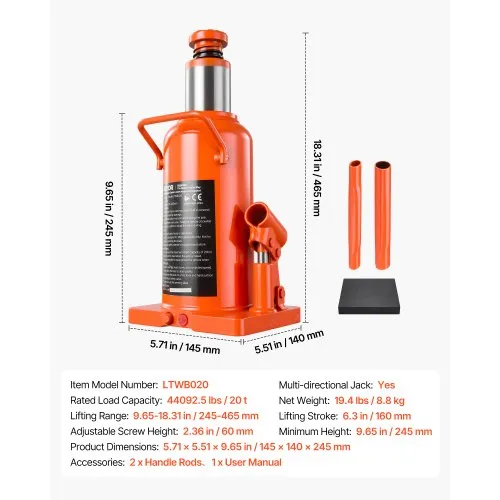 Hüdrauliline pudeltungraud 20 t, 245–465 mm — pilt 7