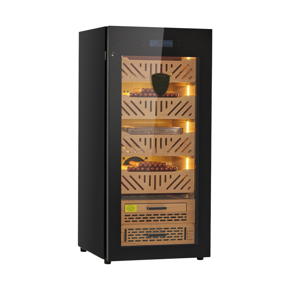 VEVOR Electric Humidor, 105L, 1000 Counts Electric Cigar Humidor Cabinet with Compressor Cooling, Constant Humidity & Temperature Control, Spanish Cedar Wood Shelves & Drawers, 4 Layers, for Household