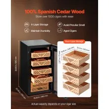 88L Electric Cigar Humidor Cooler Cabinet 1000 Counts with Compressor Cooling