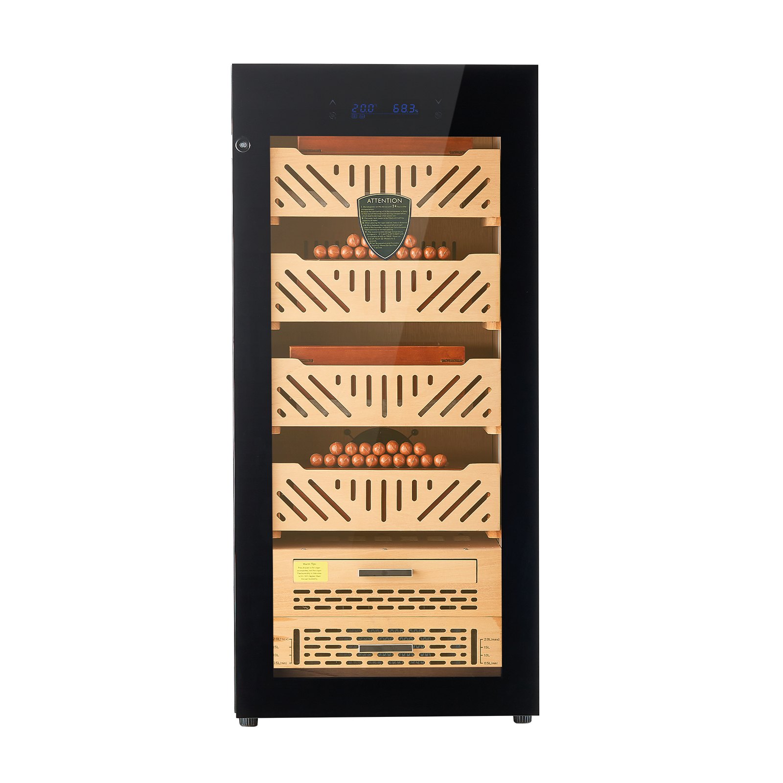 VEVOR Electric Humidor, 105L, 1000 Counts Electric Cigar Humidor Cabinet with Compressor Cooling, Constant Humidity & Temperature Control, Spanish Cedar Wood Shelves & Drawers, 4 Layers, for Household