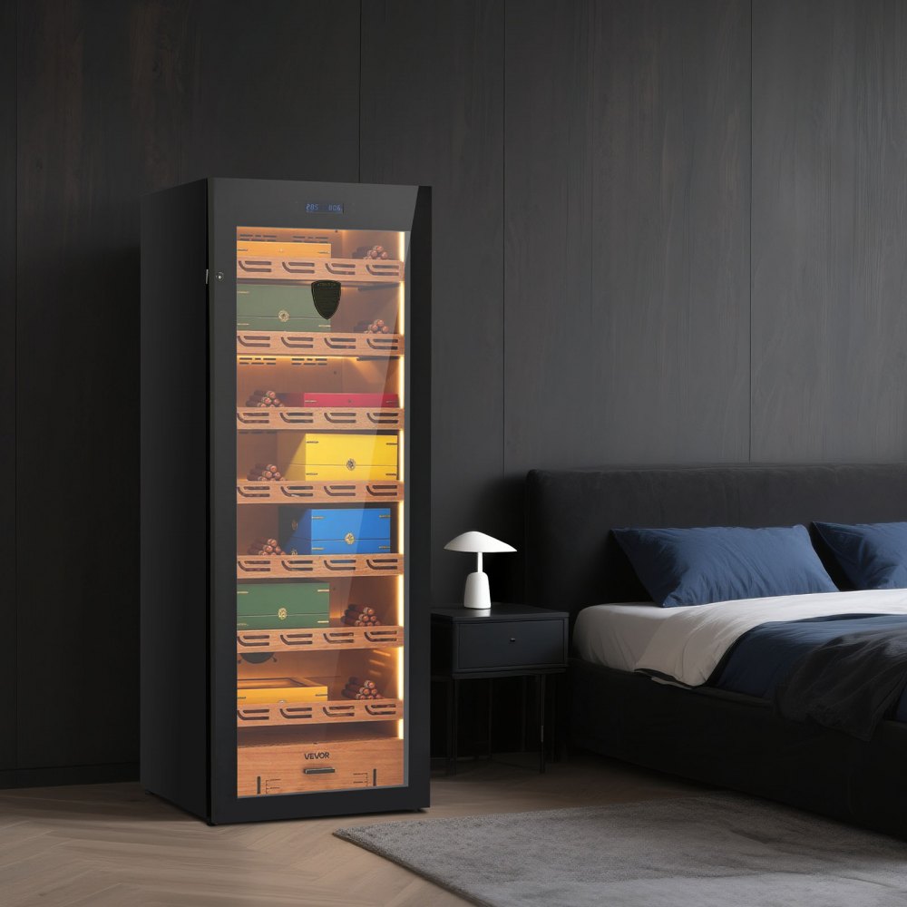VEVOR Electric Humidor, 288L, 1700 Counts Electric Cigar Humidor Cabinet with Compressor Cooling, Constant Humidity & Temperature Control, Spanish Cedar Wood Shelves & Drawers, 7 Layers, for Household