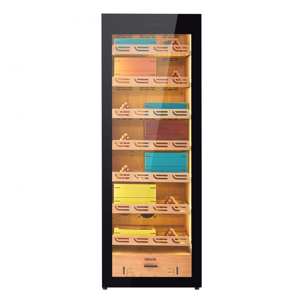 VEVOR Electric Humidor, 288L, 1700 Counts Electric Cigar Humidor Cabinet with Compressor Cooling, Constant Humidity & Temperature Control, Spanish Cedar Wood Shelves & Drawers, 7 Layers, for Household