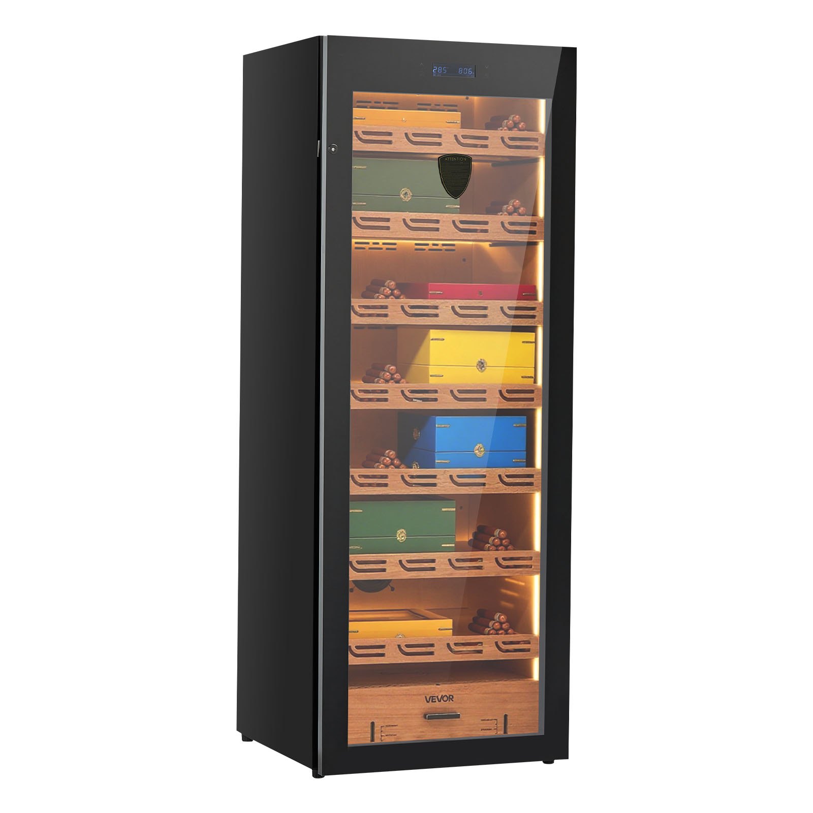VEVOR Electric Humidor, 288L, 1700 Counts Electric Cigar Humidor Cabinet with Compressor Cooling, Constant Humidity & Temperature Control, Spanish Cedar Wood Shelves & Drawers, 7 Layers, for Household