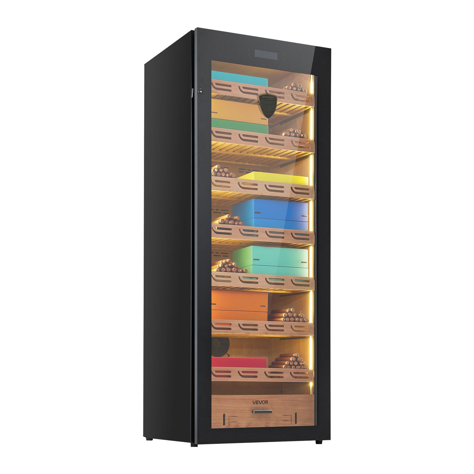 VEVOR Electric Humidor, 288L, 1700 Counts Electric Cigar Humidor Cabinet with Compressor Cooling, Constant Humidity & Temperature Control, Spanish Cedar Wood Shelves & Drawers, 7 Layers, for Household