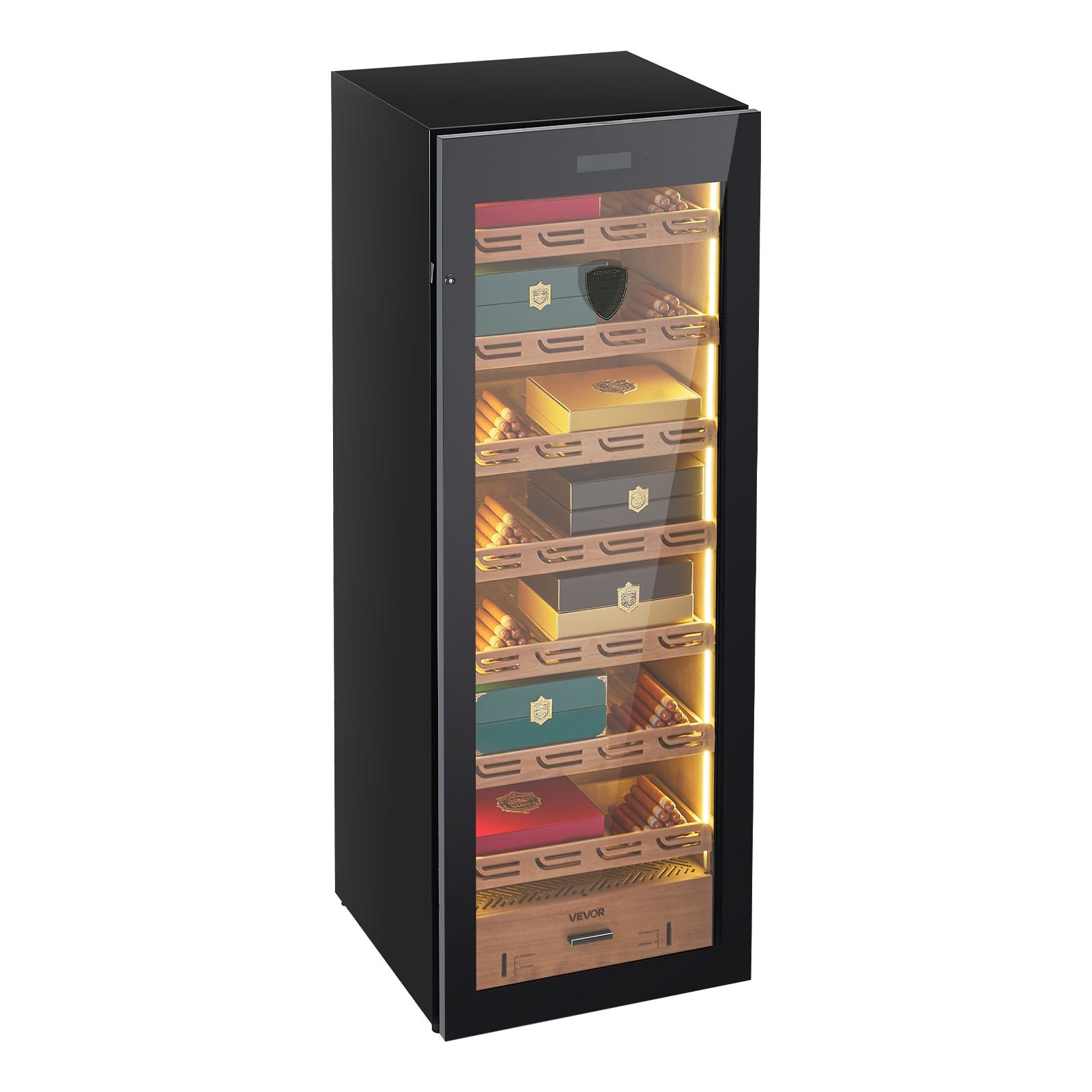 VEVOR Electric Humidor, 288L, 1700 Counts Electric Cigar Humidor Cabinet with Compressor Cooling, Constant Humidity & Temperature Control, Spanish Cedar Wood Shelves & Drawers, 7 Layers, for Household