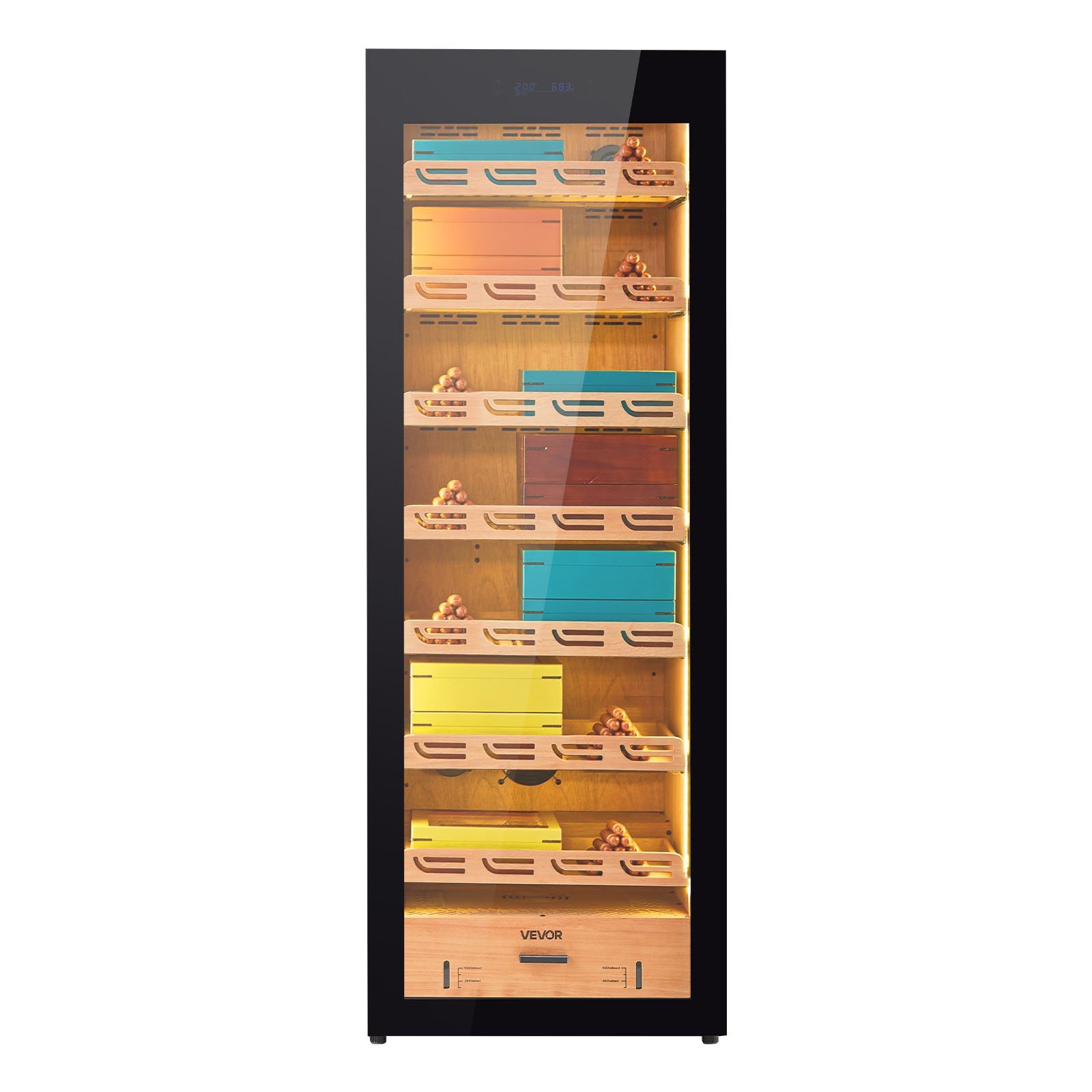 VEVOR Electric Humidor, 288L, 1700 Counts Electric Cigar Humidor Cabinet with Compressor Cooling, Constant Humidity & Temperature Control, Spanish Cedar Wood Shelves & Drawers, 7 Layers, for Household