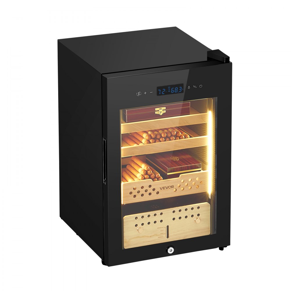 VEVOR Electric Humidor, 60L, 350 Counts Electric Cigar Humidor Cabinet with Compressor Cooling, Constant Humidity & Temperature Control, Spanish Cedar Wood Shelves & Drawers, 3 Layers, for Household