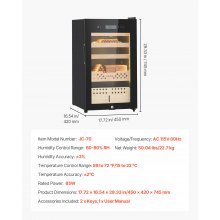VEVOR Electric Humidor, 70L, 400 Counts Electric Cigar Humidor Cabinet with Compressor Cooling, Constant Humidity & Temperature Control, Spanish Cedar Wood Shelves & Drawers, 4 Layers, for Household