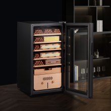 VEVOR Electric Cigar Humidor, 82L Cigar Humidor Cabinet with Cooling, Heating & Humidity Control, 6 Layer Spanish Cedar Wood & Double Mirror Glass Cigar Humidor, for Up To 500 Cigars, Gift for Men