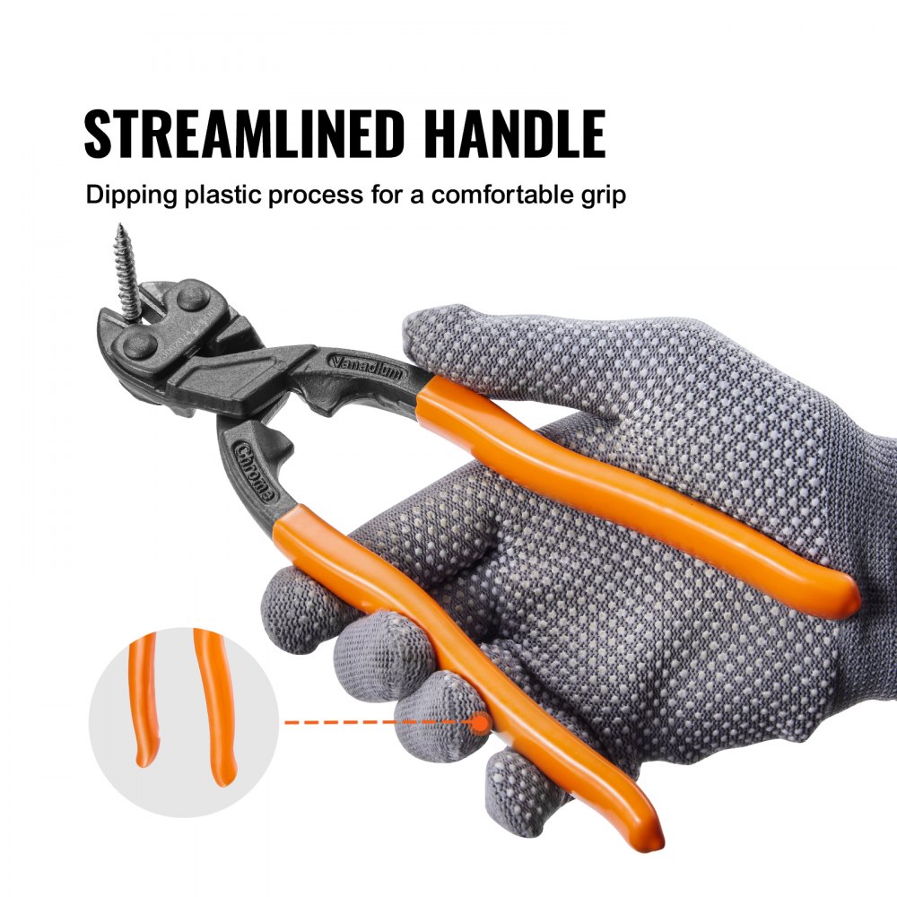 VEVOR Bolt Cutter 8" Mini Lock Cutter Bimaterial Handle with Rubber Grip Steel