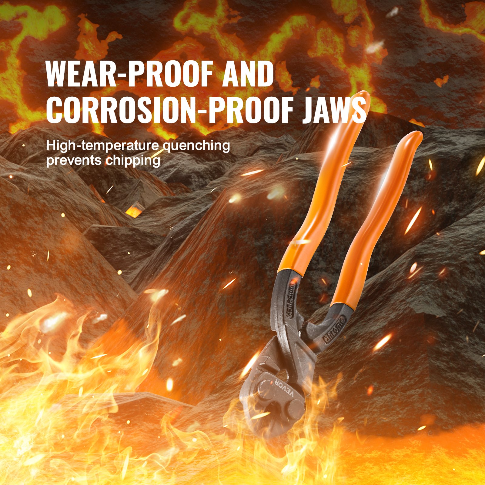 VEVOR Bolt Cutter, 8" Mini Lock Cutter, Streamlined Ergonomic Handle, Chromium Vanadium Alloy Steel Blade, Heavy Duty Bolt Cutter for Rods, Bolts, Steel Wires, Cables, Rivets, and Chains