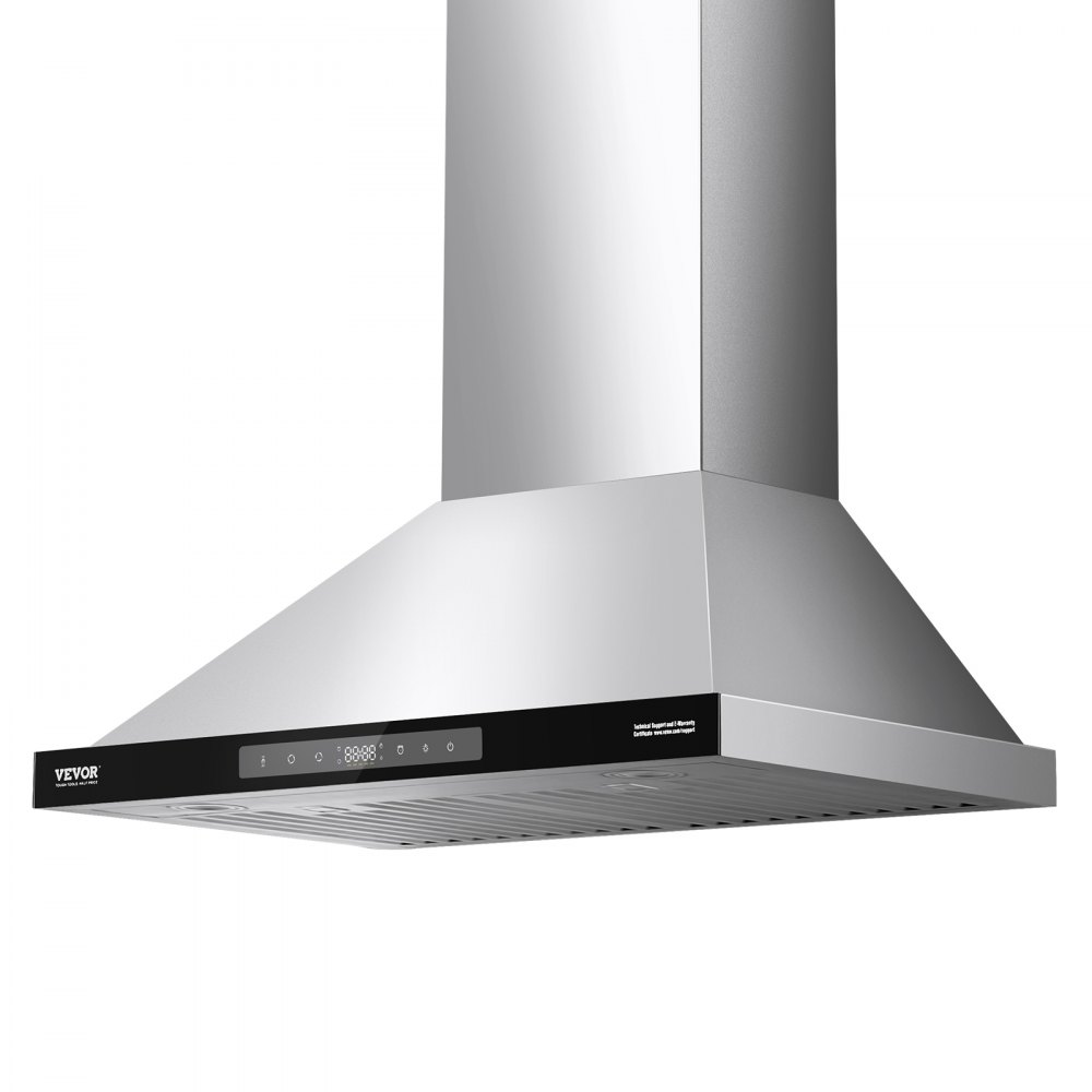 VEVOR Wall Mount Range Hood, 30 inch Chimney-Style Ceiling Mount Vent, 800 CFM Stainless Steel Kitchen Stove Hood with Gesture & Touch Control, LED Light, Baffle Filters, Ducted/Ductless Convertible